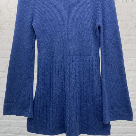 Soft Surroundings Michelle Sweater Dress M Turtleneck Cable Knit Blue Tunic - Picture 12 of 14